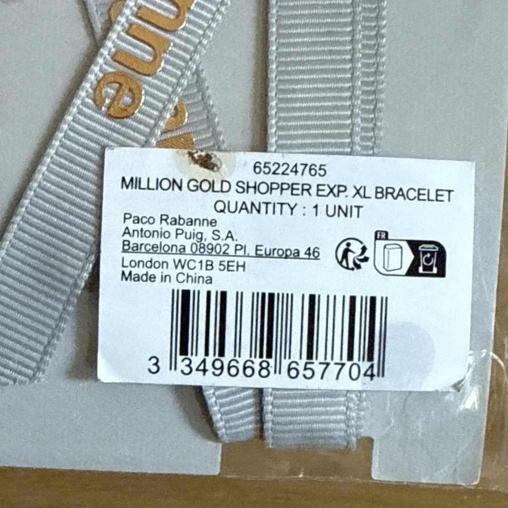 Paco Rabanne Million Gold Ribbon &‎ Chain Link Bracelet RARE NWT